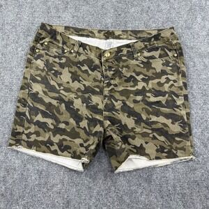 Klip Jeans Women Plus Size 18 Camo Cut Off Denim Shorts Green Camouflage Stretch